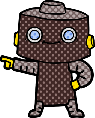 Bir insan tarafından çizilmiş çizgi film robotu