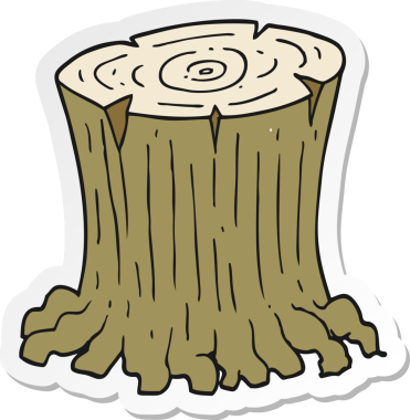 Bir insan tarafından çizilmiş büyük ağaç kütüğünün çıkartması.