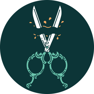 Bir insan tarafından çizilmiş berber makasının ikonik dövme şekli