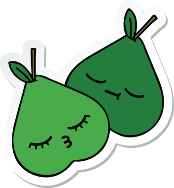 Bir insan tarafından çizilmiş şirin bir armutun çıkartması.