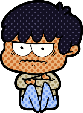 Bir insan tarafından çizilmiş sinirli çizgi film çocuğu.