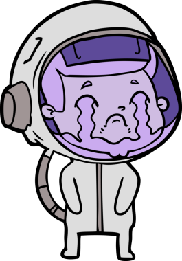 Bir insan tarafından çizilmiş ağlayan astronot çizgi filmi.