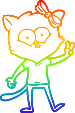 gökkuşağı gradyanı çizimi bir insan tarafından çizilmiş çizgi film kedisi