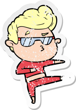 Bir insan tarafından çizilmiş havalı bir adamın sıkıntılı çıkartması.