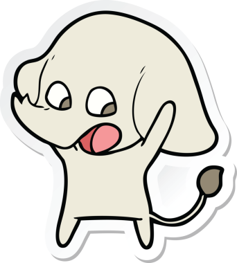 Bir insan tarafından çizilmiş şirin bir fil çıkartması.