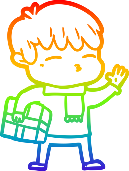 Gökkuşağı gradyanı çizimi Bir insan tarafından çizilmiş meraklı bir çocuk