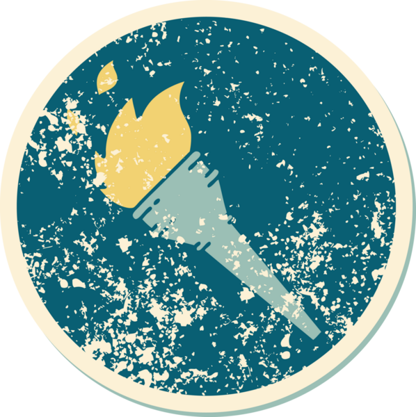 Bir insan tarafından çizilmiş yanan bir meşalenin sembolik dövmeli görüntüsü