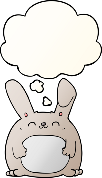 Düşünce baloncuklu çizgi film tavşanı bir insan tarafından çizilmiş.