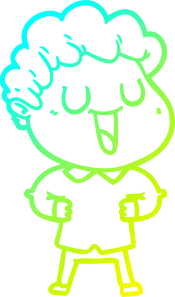 Bir insan tarafından çizilmiş gülen bir çizgi film karakterinin soğuk gradyan çizgisi.