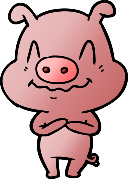 Bir insan tarafından çizilmiş sinirli çizgi film domuzu.