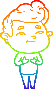 gökkuşağı gradyanı çizimi bir insan tarafından çizilmiş mutlu bir çizgi film adamı