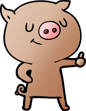 Bir insan tarafından çizilmiş mutlu çizgi film domuzu.