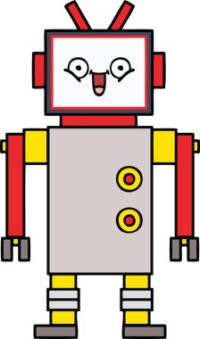 Bir insan tarafından çizilmiş mutlu bir robot çizimi.
