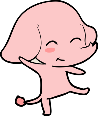 Bir insan tarafından çizilmiş şirin bir fil çizgi filmi.