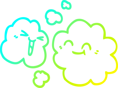 Bir insan tarafından çizilmiş soğuk gradyan çizgi beyaz mutlu bulutlar