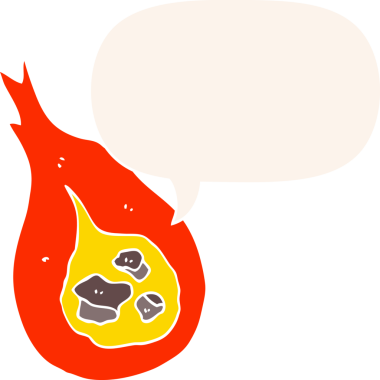 bir insan tarafından çizilmiş, konuşma baloncuklu çizgi film ateş topu.