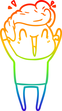 Gökkuşağı gradyanı çizimi bir insan tarafından çizilmiş heyecanlı bir çizgi film