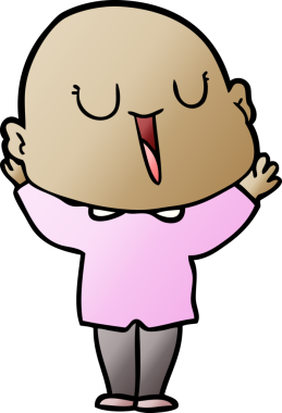 Bir insan tarafından çizilmiş mutlu, kel adam.