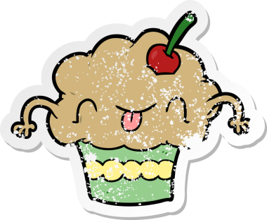 Bir insan tarafından çizilmiş karikatür kekinin sıkıntılı çıkartması.