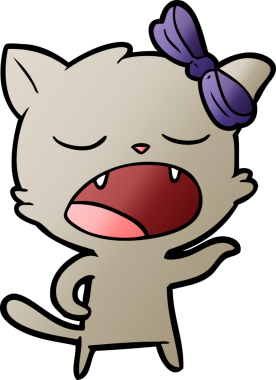 Bir insan tarafından çizilmiş esneyen kedi çizgi filmi.