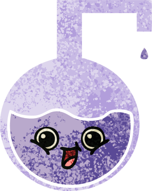 Bir insan tarafından çizilmiş bilimsel bir deneyin retro çizim tarzı karikatürü