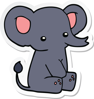 Bir insan tarafından çizilmiş bir filin çıkartması.