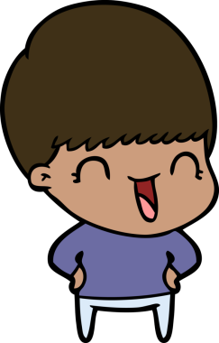 Bir insan tarafından çizilmiş mutlu çizgi film çocuğu.