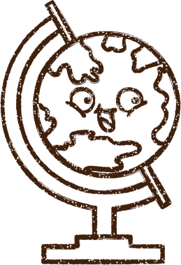 Bir insan tarafından çizilen Coğrafya Küresi Kömür Çizimi