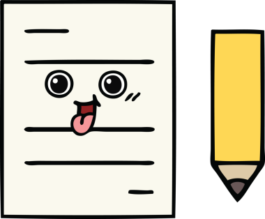 Bir insan tarafından çizilmiş bir test kağıdının sevimli karikatürü.