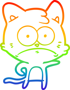 Gökkuşağı gradyan çizgi çizimi Bir insan tarafından çizilmiş gergin kedi