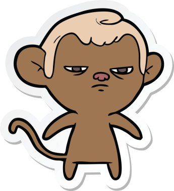 Bir insan tarafından çizilmiş çizgi film maymununun çıkartması.