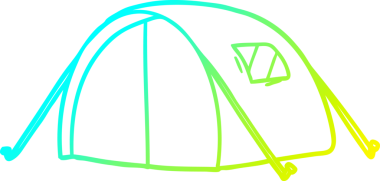 Bir insanın çizdiği karikatür çadırının soğuk gradyan çizgisi.