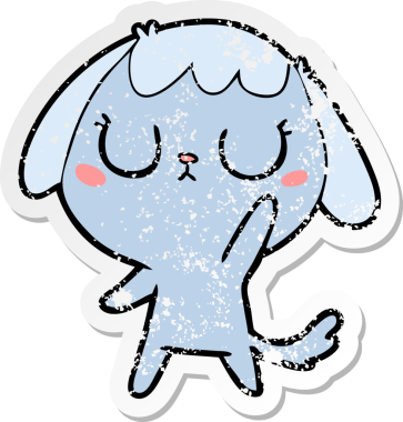 Bir insan tarafından çizilmiş şirin bir köpeğin sıkıntılı çıkartması.