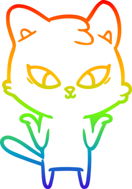 Gökkuşağı gradyan çizgisi bir insan tarafından çizilmiş şirin bir çizgi kedi çizimi