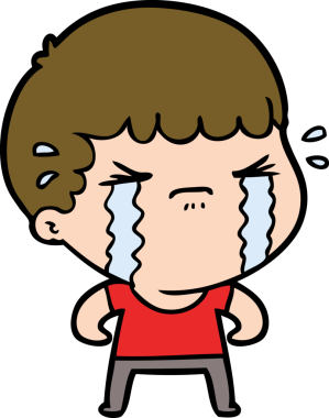 Bir insan tarafından çizilmiş ağlayan çizgi film adamı.