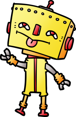 Bir insan tarafından çizilmiş çizgi film robotu