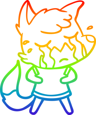 Bir insan tarafından çizilmiş ağlayan tilki çizgi filminin çizimi.