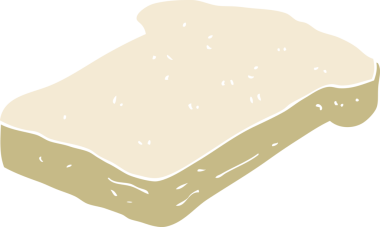 Bir insan tarafından çizilmiş ekmek diliminin düz renk çizimi