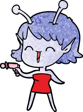 Bir insan tarafından çizilmiş uzaylı kız.