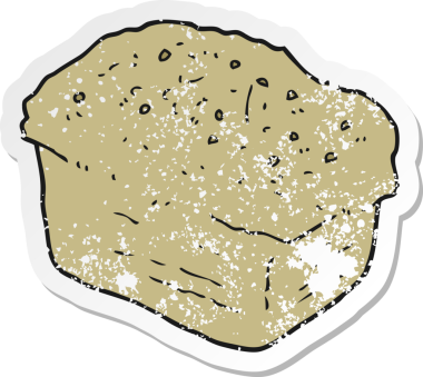 Bir insan tarafından çizilmiş karikatür ekmeğinin geriletilmiş yapıştırması.