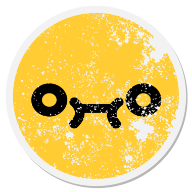 Bir insan tarafından çizilmiş kafası karışmış boş yüz dairesel etiketi.