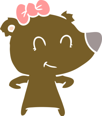 Bir insan tarafından çizilmiş dişi ayı düz renk karikatürü