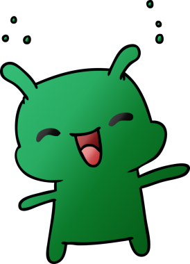 gradyan çizgi film çizimi kawaii sevimli mutlu uzaylı bir insan tarafından çizilmiş