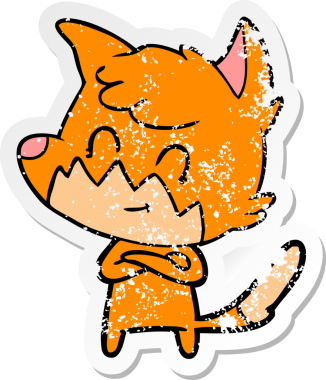 Bir insan tarafından çizilmiş karikatür dostu tilkinin sıkıntılı çıkartması.