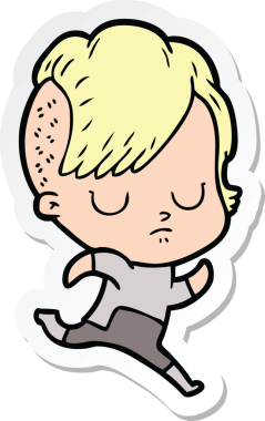 Bir insan tarafından çizilmiş bir karikatür kadının çıkartması.