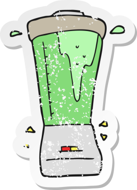 İnsan tarafından çizilmiş bir karikatür mikserinin gerilimli etiketi.