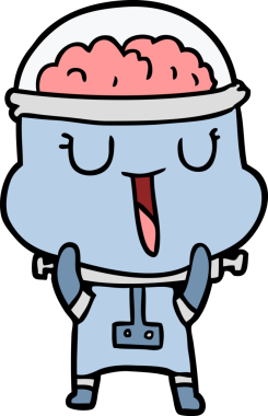 Bir insan tarafından çizilmiş mutlu çizgi film robotu