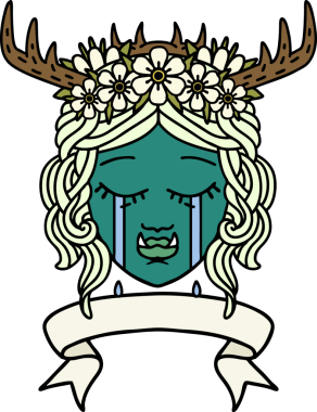 Retro Dövme Biçimi Ağlayan Ork Druid karakteri bir insan tarafından çizilmiş