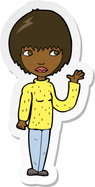 Bir insan tarafından çizilmiş bir karikatür kadının çıkartması.