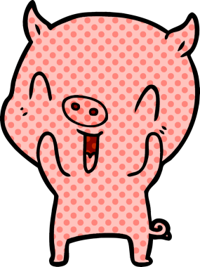 Bir insan tarafından çizilmiş mutlu çizgi film domuzu.